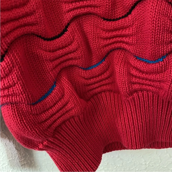Vtg 90s Textured 3D Sweater Red Colours by Alexander Julian Biggie Smalls Cosby - Picture 8 of 12